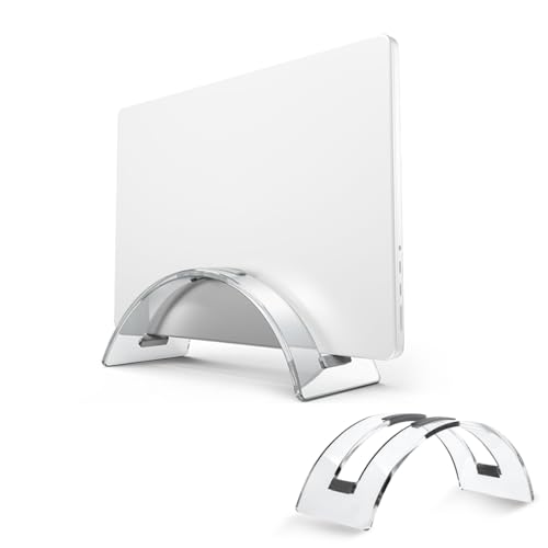 HASTHIP® Vertical Laptop Stand for Macbook Fashion Arch Acrylic Transparent Laptop Tablet Holder Stand for Home Office Desk Anti-scratch Grips Design Universal Laptop Stand for 16 Inches Laptops