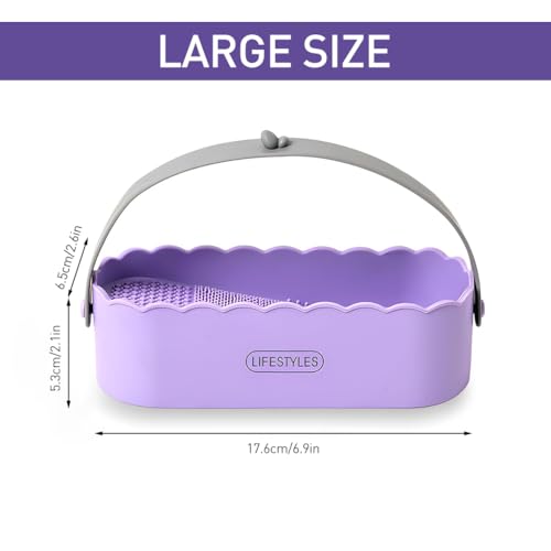 HASTHIP® Makeup Brush Cleaner Basket,Double-Sided Multifunctional Silicone Makeup Brush Cleaning Box & Drying Rack,Organizer for Deep Cleansing and Air Drying Brushes
