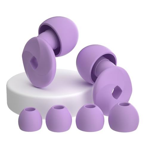 HASTHIP® Tapones para Dormir - Tapones de Oídos Ultra Suaves, Reducción de Ruido, Multi-Tamaños, Color Púrpura, Cómodos para Sueño, Viaje y Descanso