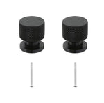 HASTHIP® 2 Pack Matte Black Cabinet Knobs for Kitchen Cabinets, Drawer Pulls, Single Hole Modern Dresser Knobs, Round Cupboard Door Handles, Hardware for Wardrobe, Bathroom, Furniture with Screws