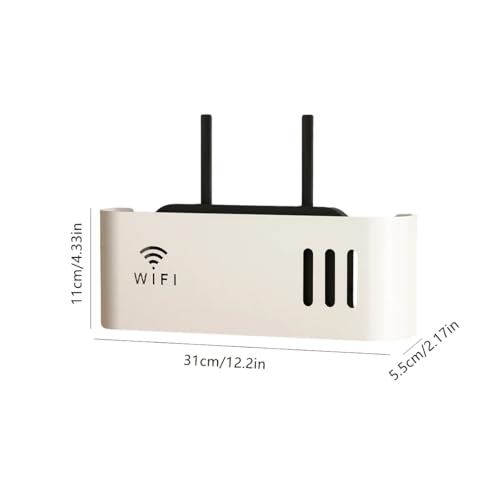 HASTHIP® Wall Shelf for Wireless WiFi Router Wall Mounted WiFi Rounter Open Storage Case No Drill Cable Organizer Universal Wireless Router Organizer,12.2x2.17x4.33 ''