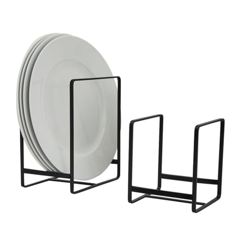 HASTHIP® 2 Pack Plate Stand Kitchen Organizer, Minimalist Dish Rack Countertop, Pot Lid Holder, Utensil Storage Rack, Space-Saving Plate Holder for Kitchen Cabinet and Sink