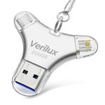 HASTHIP® Pendrive 256GB 4 in 1 Flash Drive with Light-ning, Micro USB, USB A, Type-C Interface Mini Hangable PenDrive for iOS & Android Compatible with iPhone