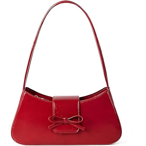 HASTHIP® Shoulder Bag for Women Cute Bow Purse Hobo Handbags Trendy Y2K Purses Patent Leather Clutch BagsTote Bag for Woman