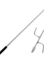 HASTHIP® 1.9m Telescopic Stainless Steel Extension Pole, Adjustable High Reach Multipurpose Pole with 2 U-Shaped Hook, Anti-Slip Grip Tool for Hanging, Wire Routing, Curtains & Outdoor Use
