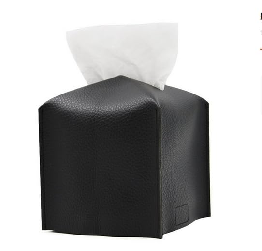 HASTHIP® Tissue Paper Holder, Sleek Textured PU Tissue Paper Dispenser Holder, Modern Minimalist Tissue Paper Case for Living Room, Bedroom, Car, 13.8x13.8x13.5cm