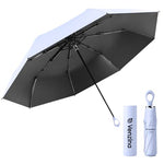 HASTHIP® UPF 50+ Travel Umbrella, Compact Folding Sun & Rain Umbrella with UV Protection Black Coating, Lightweight Windproof Design with Fiberglass Ribs & Rubberized Loop Handle, Purple