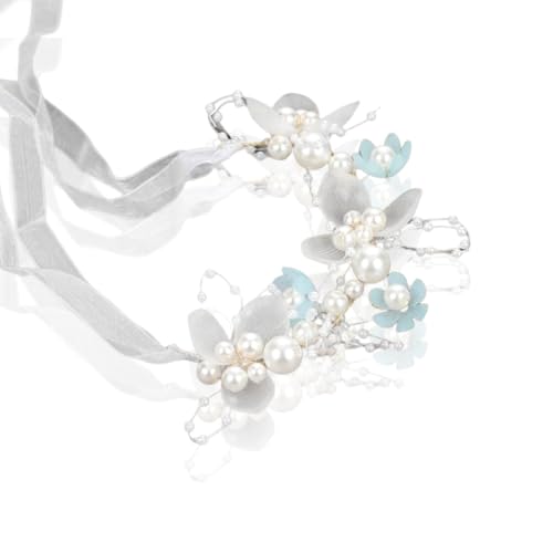 HASTHIP® Pearl Tiara for Girls Kids 2-5 Years Old, Flowers Crown for Girls, Ribbon Hairband Crowns for Girls, Princess Flower Tiara Wedding Hair Accessories for Girls Toddlers Birthday, Party