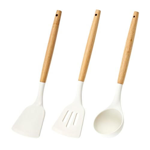 HASTHIP® Pack of 3 Silicone Cooking Utensils Set, Non Stick Large Solid Spatulas, S