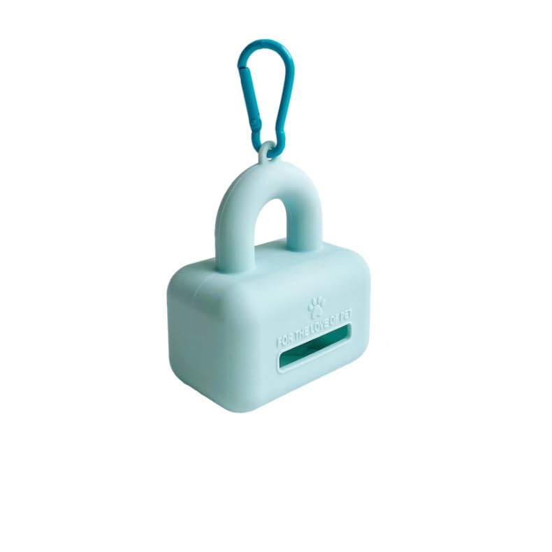 HASTHIP® Dispensador de Bolsas para Excrementos de Perro,Porta Bolsas Silicona con Gancho Metálico,Ligero y Resistente Compatible con Cualquier Correa - Azul