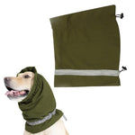 HASTHIP® Dog Hoodie Head Cover, Dog Ear Muffs Noise Protection, Plush Widen Warm Pet Hat Wrap with Reflective Strip & Adjustable Buckle for Calming Dogs/Aid Sleep(Green, Neck: 50-64cm)