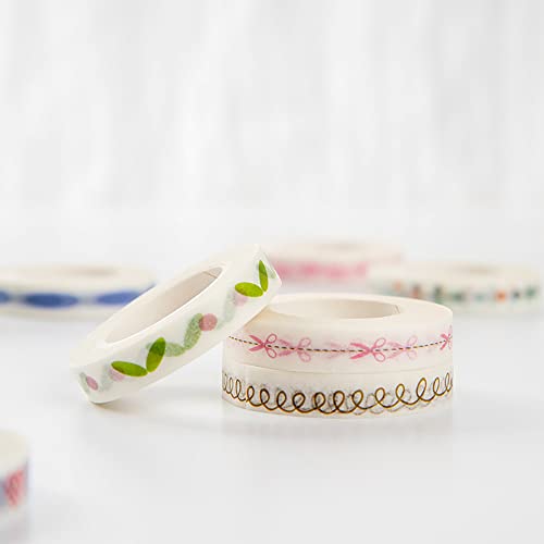 HASTHIP® 10 Pieces Flower Washi Tape Masking Tape Adhesive Decorative Tape Sticker for Scrapbooking (Pattern Various) 20 PCS