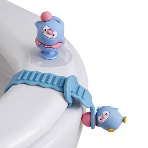 HASTHIP® 2 Pack Cartoon Toilet Seat Lifter Handle,Hygienic No-Touch Suction Cup Clip,Universal Toilet Cover Lifter for Bathroom Cute Seat Handle Lift Tool