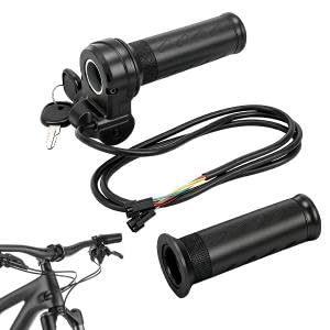 HASTHIP® STHIRA Juego de puños para Manillar de Bicicleta eléctrica con Acelerador y Cerradura integrada, puños Izquierdo y Derecho con arnés de Cables para e‑Bikes