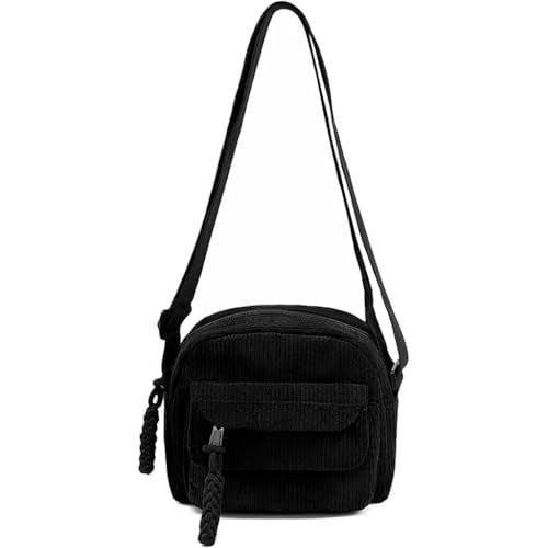 HASTHIP® Small Cute Corduroy Crossbody Bag for Women Mini Shoulder Purse Trendy Handbag Cell Phone Wallet with Adjustable Strap Lightweight Travel Messenger Bag
