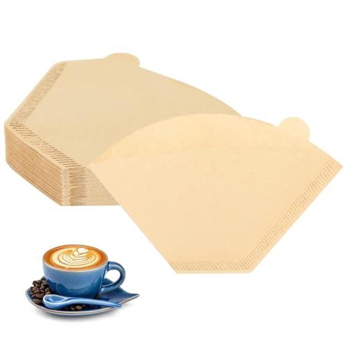HASTHIP® 100 Count Unbleached V60 Coffee Filters,Natural Cone Shaped Disposable Paper for Pour Over and Drip Coffee Makers,Fits 2-4 Cup Brewers Eco-Friendly Wedge Filter
