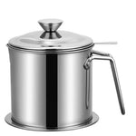 HASTHIP® 1.3 L Kitchen Oil Container with Lid & Removable Fine Mesh Strainer Stainless Steel Grease Container with Handle Kitchen Multi Purpose Grease Container Cooking Oil Container with Drip Tray