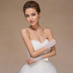 HASTHIP® Guantes de Encaje Blanco sin Dedos para Mujer - Guantes de Boda Elásticos Malla Elegantes para Novia,Damas Honor,Fiesta y Vestidos Formales