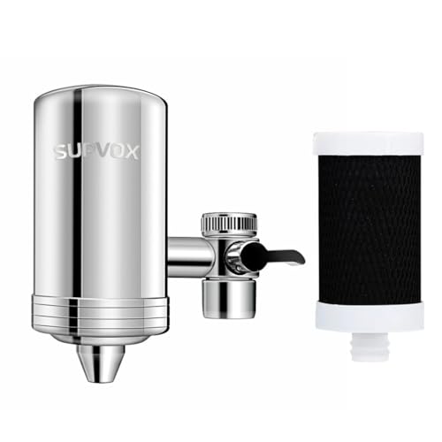 HASTHIP® 304 Stainless Steel Tap Water Filter with Activated Carbon, Leak-Proof Hard Water Softener, Home Kitchen and Bathroom Sink Filtration System