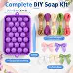HASTHIP Silicone Grape Soap Mold Kit with 5 Twine Rolls, 5 Bows and 1 Tweezer for Handmade Gifts
