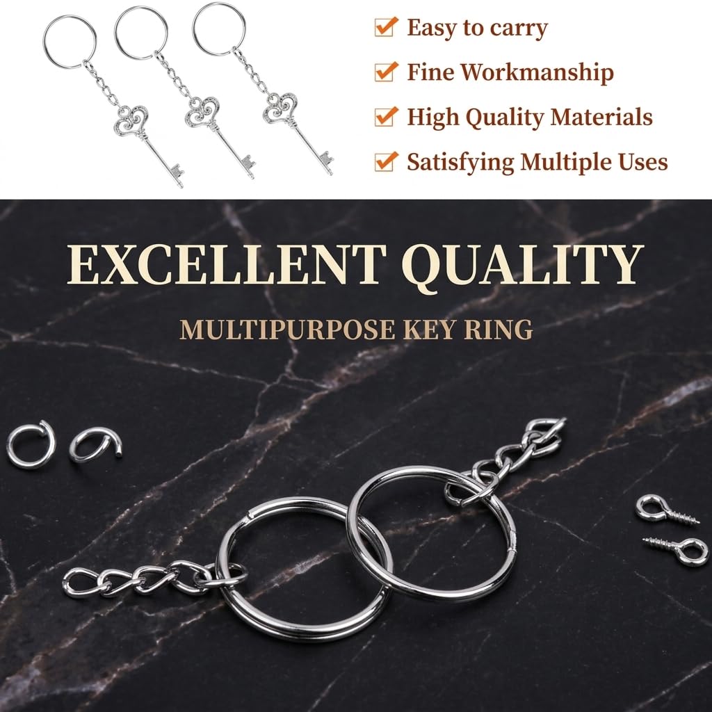 HASTHIP 360-Piece Keychain Ring Kit with Nickel-Plated Iron Hardware and Chains for DIY Crafts