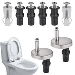 HASTHIP 6-Piece Toilet Seat Fixing Kit with Black Stainless Steel Hinges and Top-Fix Rubber Nuts
