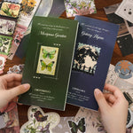 HASTHIP Vintage Scrapbooking Kit with Textured Papers, Index Cards and Borderless Die-Cut Stickers