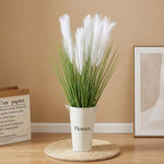 HASTHIP White Artificial Pampas Grass, 90 cm Decorative Stem with Five Fluffy Flowers for Vase Displays