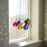 HASTHIP 12 Pcs 20mm Multicolor Crystal Ball Prism Suncatchers Steel Wire Rope And Ring