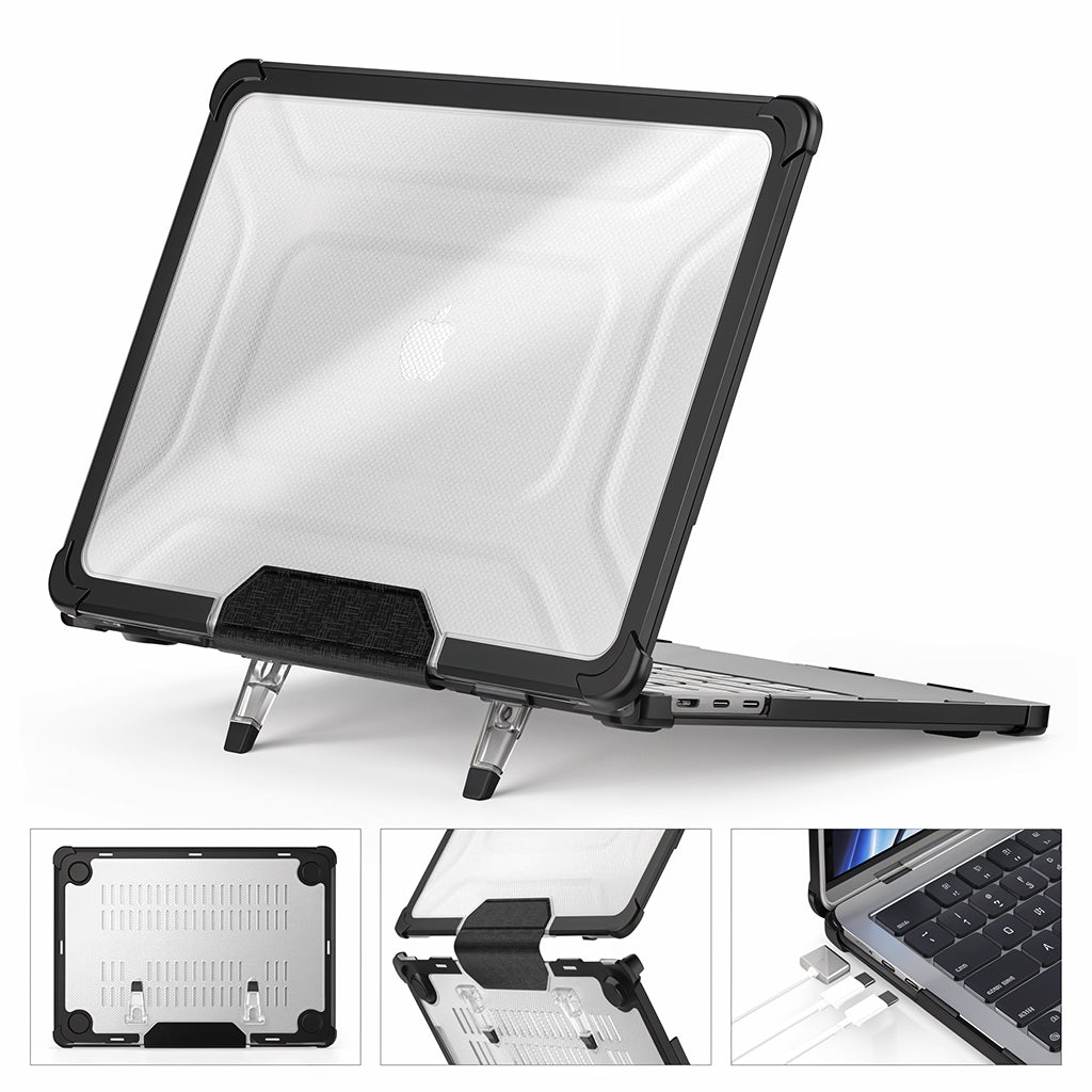 HASTHIP® Laptop Case Cover for MacBook Air 13.6 inch 2022/2024 Sleek Rugged Protective Laptop Case with Riser Feet One-piece Snap-On Case Cover with Ventilation Back, Compatible with M2 A2681/M3 A3113