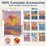 HASTHIP 9-Pack Beach Sunset Diamond Art Kit with 12x16 Inch Canvases, Round Resin Drills and Tools