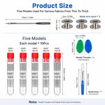 HASTHIP 50-Piece Sewing Machine Needle Set with Bobbins, Tools and Five Sizes for Household Machines