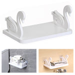 HASTHIP® Wall Shelf Aesthetic White Little Swan Storage Shelf Self Adhesive Wall Decor Shelf Bathroom Toiletries Storage Holder Utility Shelf for Kitchen, Bathroom, Office, 25x13x2.3cm