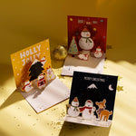 3D Christmas cards Santa scene, red cardstock, blank interior