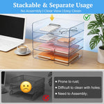 HASTHIP 4 Tier Acrylic Paper Organizer with Stackable Trays and a Wide Front Opening
