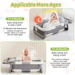 HASTHIP® Baby Bath Tub Foldable Bathtub, Collapsible Toddler Bath Tubs with Baths Support Cushion Pad Seat Mat, Anti-Slip Portable Travel Shower