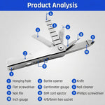 HASTHIP 11-in-1 Folding Multitool Keychain in Stainless Steel for Pocket and Outdoor Use