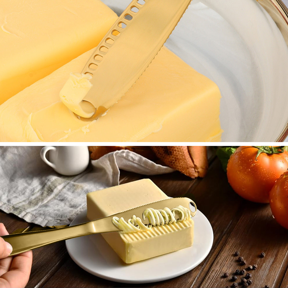 HASTHIP® Butter Spreaders Set of 2Pcs 304 Stainless Steel Utility Spreader Serrated Edge Spreaders Butter Slicer Peanut Jam Spreaders