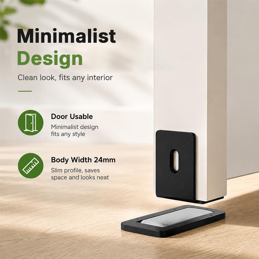 HASTHIP Magnetic Floor Door Stop with Low-Profile Design, Strong Magnet and Black Finish for Home and Office