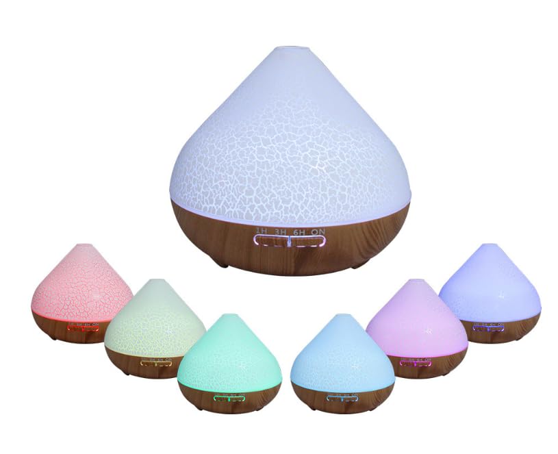 HASTHIP® 500ml LED Humidifier Essential Oil Diffuser 2 in 1 LED Cracked Essential Oil Diffuser with Timer & Remote Control Desk
