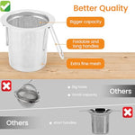 HASTHIP® 304 Stainless Steel Tea Infuser with Folding Handles,5 Inch Fine Mesh Filter for Loose Leaf Tea,Green Chamomile Fits Teapots Mugs and Cups Durable Reusable Strainer