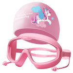 HASTHIP® Girls Swimming Goggles & Swim Cap Set, Kids Anti-Fog UV Protection Goggles with Integrated Ear Plugs, No Leak Swim Goggles Clear Vision, Cartoon Swim Goggles Kids for Children Age 6-14