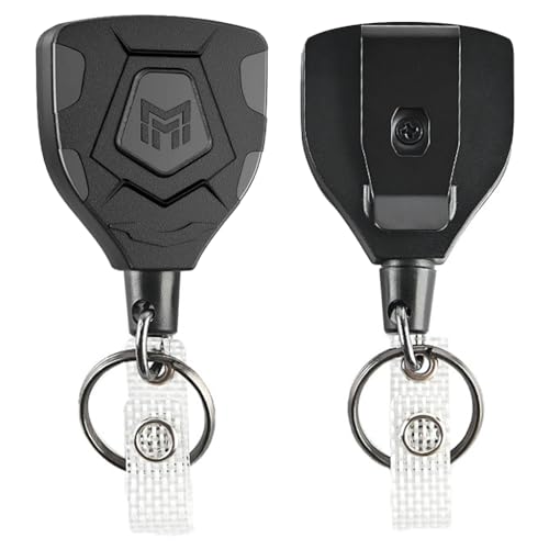 HASTHIP® Heavy Duty Retractable Keychain, Retractable ID Badge Holder Clip, Retractable ID Badge Reel with 31.5 Steel Cord and Key Ring