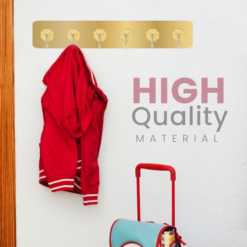 HASTHIP® ZIBUYU 6-in-1 Self-Adhesive Wall Hook Rack, No-Drill Sticky Hanger Strip for Bathroom, Kitchen, Wardrobe – Peel and Stick Metal PVC Organizer for Hanging Towels, Keys, Utensils