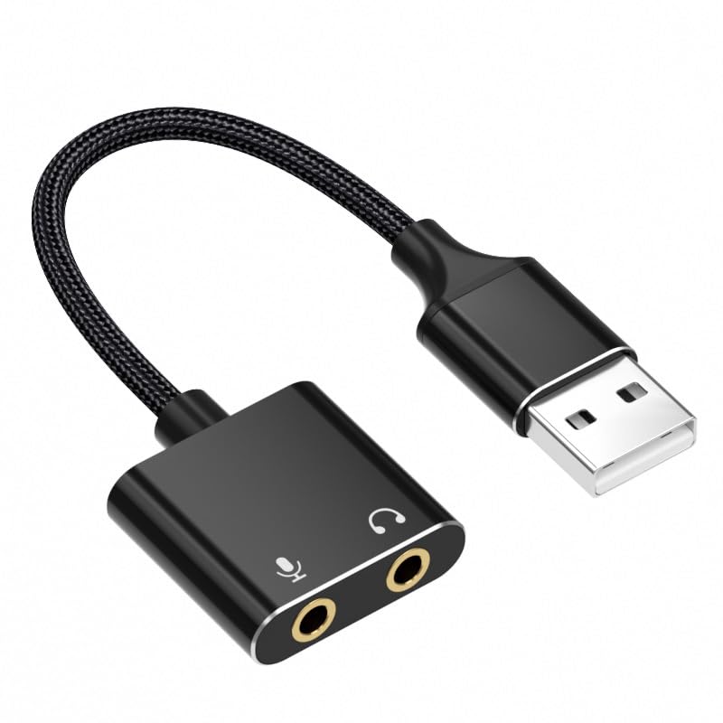 HASTHIP® Tarjeta de Sonido USB Externa, Adaptador de Audio y Micrófono 3.5mm, Conversor USB a Jack Estéreo, Plug & Play, Compatible con Windows, Mac, Linux, PS4, Portátil y PC, Ideal para
