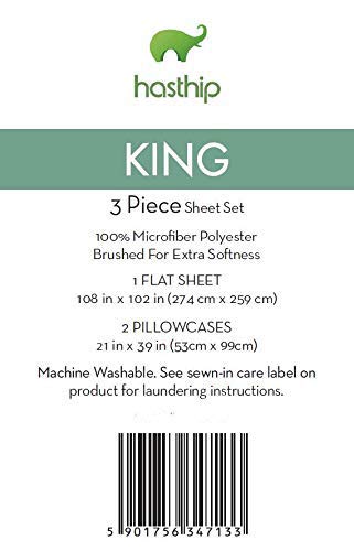 HASTHIP Bed Sheet Set 3 Piece with Flat Sheet and 2 Pillow Covers | Soft Microfiber Queen Light Gray