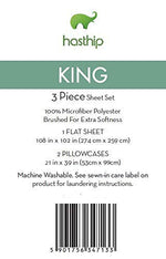 HASTHIP Bed Sheet Set 3 Piece with Flat Sheet and 2 Pillow Covers | Soft Microfiber Queen Light Gray