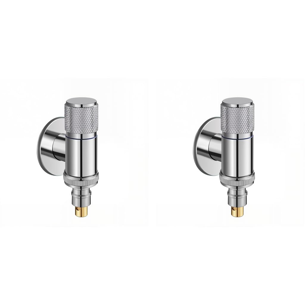 HASTHIP Washing Machine Faucet for Laundry and Dishwasher with Automatic Water Stop Valve Chrome Stainless Steel 2PCS