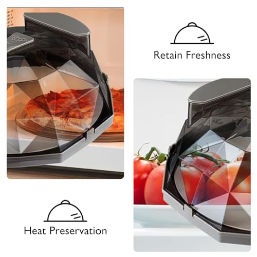 HASTHIP® Microwave Cover for Food 11.8 Inch, Microwave Splatter Guard Dome Lid with Handle and Steam Vent, Clear Plate Cover with Water Storage Box, BPA-Free Kitchen Accessories (Grey)