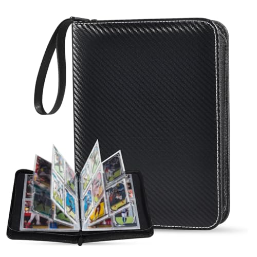 HASTHIP® Anime Trading Card Binder Organizer, 400 Card Capacity Zipper Case, Compatible with Pokemon, TCG, Sports, Yu-Gi-Oh, MTG, Collectible Deck Holder Album, Gift Storage Bag for Kids